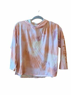 adidas Kids Pastel Tie-Dye Hooded Long Sleeve Shirt - Pink Peach purple large